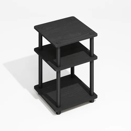 Miniatura 5 de Furinno Turn-N-Tube Mesa auxiliar, mesa auxiliar moderna cuadrada de 3 niveles con estante abierto, mesita de noche, mesa de noche, fácil montaje