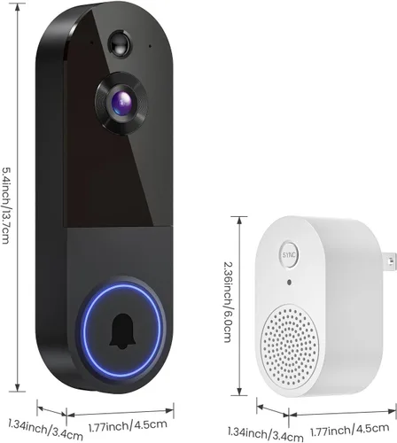 Miniatura 2 de ClipBlur Cámara de timbre de video inalámbrico de 1080p, visión nocturna, funciona con batería, detección de movimiento AI, audio bidireccional