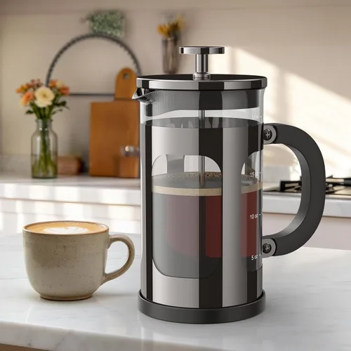 Miniatura 10 de Veken Cafetera de prensa francesa de 34 onzas, 1 L, café sin contacto de plástico, vidrio de borosilicato espesado resistente al calor, cafetera