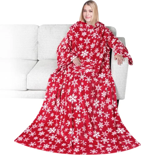Miniatura 27 de PAVILIA Wearable Blanket with Sleeves for Adult Women Men, Cozy Fleece Warm Wrap Throw with Arms, Gifts for Christmas, Wife