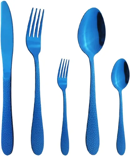 Miniatura 9 de Juego de cubiertos de acero inoxidable 18/10 de 5 piezas, cuchillo de cocina negro, tenedor, cuchara, vajilla para fiesta, cena, cubiertos, servicio
