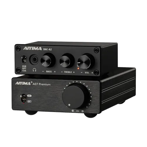 AIYIMA DAC A2 Decodificador con Bluetooth Soporte LDAC/aptX-HD y AIYIMA A07 TPA3255 Amplificador de potencia 300w+300W Clase D Amp Bundle