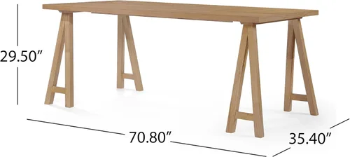 Miniatura 4 de Christopher Knight Home Benson Mid-Century Modern - Juego de comedor de 7 piezas, color beige claro y roble natural