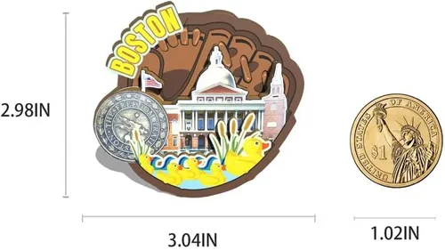 Miniatura 3 de Imán de Boston de los E.E.U.U. Imán del refrigerador de madera 3D hitos de viaje coleccionable recuerdos decoración hecho a mano 3