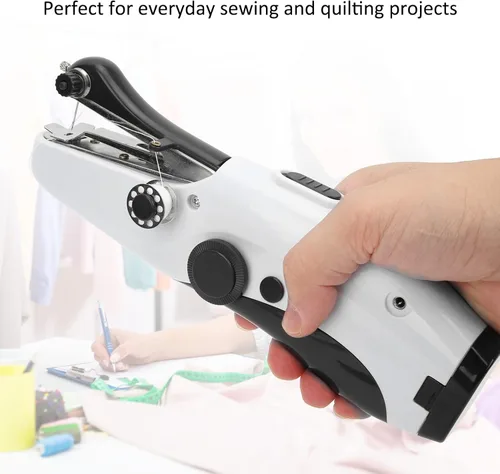 Miniatura 4 de Yosoo Máquina de coser portátil de mano, mini máquina de coser eléctrica de doble aguja, para hacer manualidades u objetos pequeños en la vida Negro