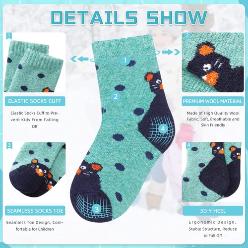 Miniatura 4 de Eocom 6 pares de calcetines de invierno cálidos de lana para niños y niñas