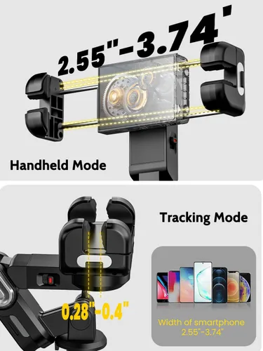 Miniatura 2 de AOCHUAN Trípode de seguimiento facial automático con rotación de 360 grados con luz RGB, cardán de teléfono de un solo eje para iPhone Android