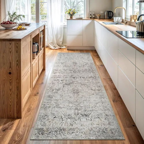 Miniatura 50 de Bloom Rugs Caria Alfombra Lavable Antideslizante de 7 pies - Azul/Carbón Alfombra Tradicional para Entrada, Pasillo, Baño y Cocina - Tamaño Exacto