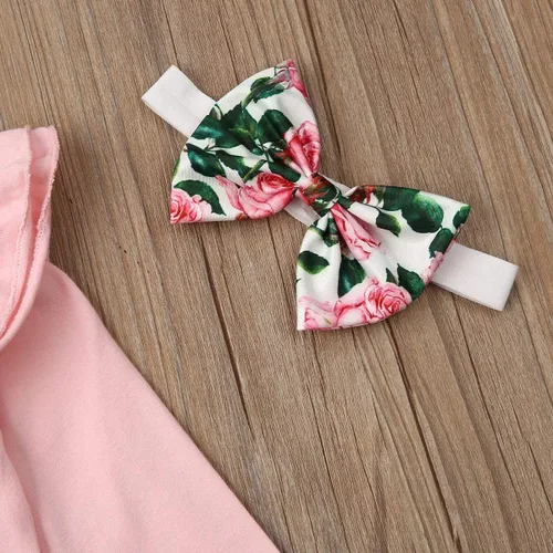 Miniatura 7 de Conjunto de 2 conjuntos de 2 piezas con estampado de letra y manga purfle para bebés y niñas