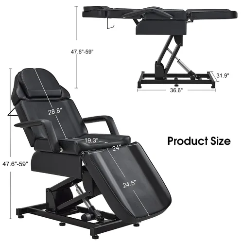 Miniatura 2 de BarberPub Cama facial totalmente eléctrica con 3 motores para esteticista, silla de tatuaje eléctrica para cliente, cama facial para esteticista