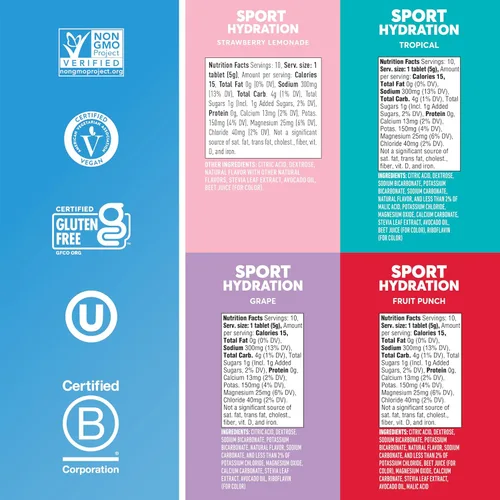 Miniatura 5 de Nuun Tabletas deportivas de electrolitos con magnesio, calcio, potasio, cloruro y sodio, sin gluten y veganas, sabores mixtos, paquete de 4