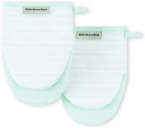 Miniatura 8 de KitchenAid Albany - Juego de 2 manoplas para horno mini, color pistacho, 5.5 x 8 pulgadas
