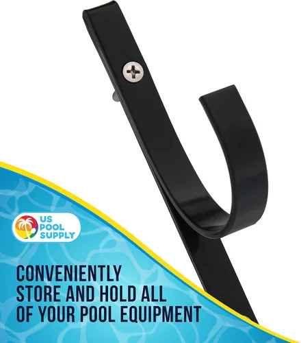 Miniatura 4 de U.S. Pool Supply Colgador de Pértiga para Piscina - 2 Ganchos de Aluminio Negro para Pértiga de Piscina - Gancho de Valla para Equipos de Redes