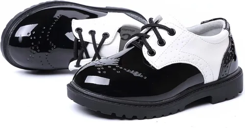 Miniatura 7 de DADAWEN Zapatos de uniforme escolar con cordones para niños y niñas, cómodos zapatos de vestir Oxford (bebéniño pequeñoniño grande)