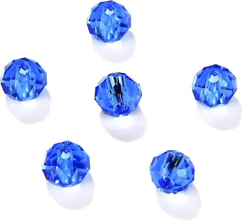 Miniatura 14 de Briolette de 0.157 in, 1350 cuentas de cristal color aguamarina pequeñas con forma de rondelle facetado, cuentas espaciadoras de cristal