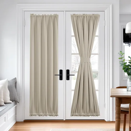 Miniatura 46 de Cortina térmica para puerta con bolsillo para barra, opacas, tratamiento de ventanas con ojales y ojales Deconovo 1 panel