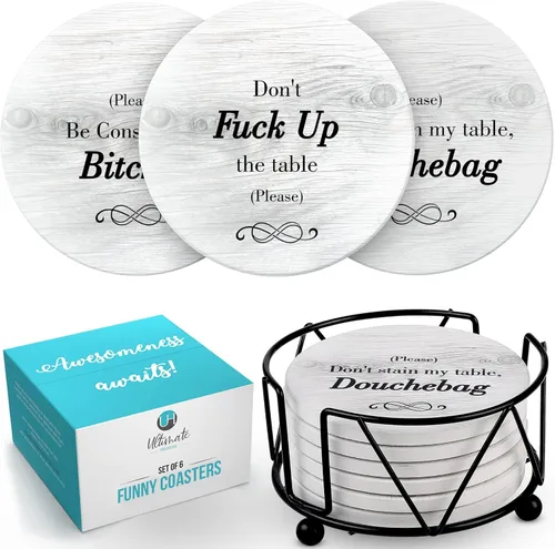 Miniatura 9 de Posavasos divertidos, regalos perfectos de elefante blanco, regalos únicos para mujeres y hombres, regalos geniales para amigos, regalos secretos