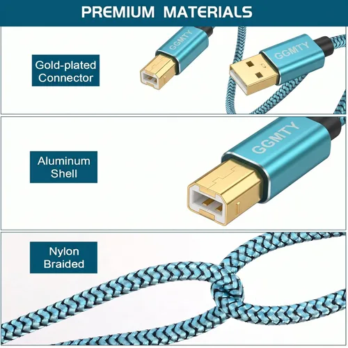 Miniatura 6 de Cable de impresora USB 2.0 de 30 pies - Tipo A macho a B macho, compatible con HP, Canon, Dell, Epson, Xerox y más