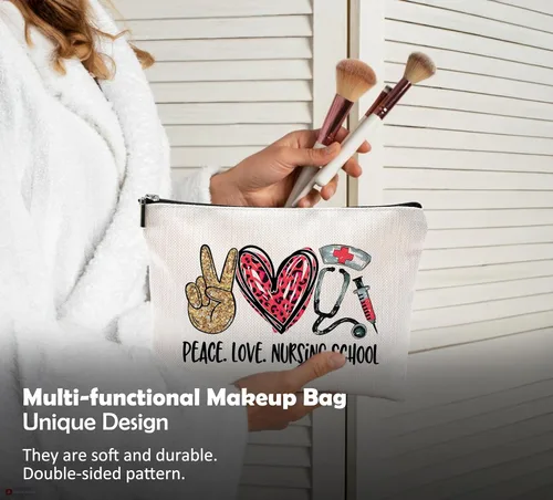 Miniatura 4 de Bolsas de enfermera para mujeres y estudiantes - Bolsas de cosméticos con cremallera E Estilo-enfermera-blanco