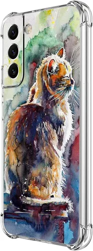 Miniatura 21 de Funda para Galaxy S22, Protección Azul con Flores de Mariposa y Rosas, Funda Anti-Choque y Anti-Arañazos de TPU de Cuerpo Completo para Samsung