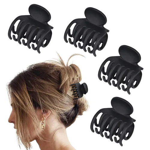 Miniatura 14 de DEEKA Clips de cabello pequeñas con garras para cabello fino, paquete de 4, fila doble de dientes, 4 cm de diámetro, tamaño mediano, mate
