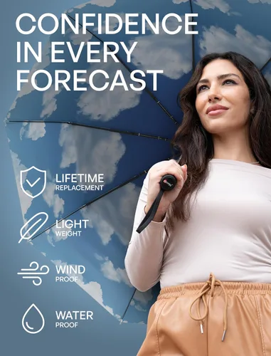 Miniatura 33 de REPEL Windproof Travel Umbrella - Compact & Withstands Winds up to 85MPH , Strongest Premium Auto Folding Umbrella for Rain and Sun - Durable, Light