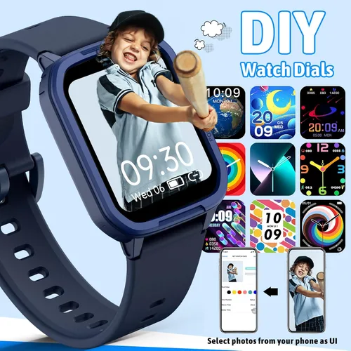 Miniatura 8 de Reloj inteligente para niños, no necesita teléfono, rastreador de fitness de vidrio templado para niños y adolescentes con 19 modos deportivos, Azul