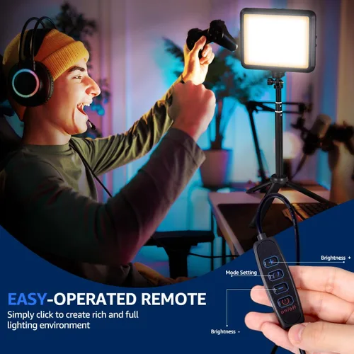 Miniatura 6 de NiceVeedi Kit de iluminación LED para fotografía, paquete de 2 luces de video portátiles de 8 pulgadas con soporte de trípode ajustable, luz
