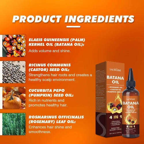 Miniatura 3 de Aceite de batana orgánico para el crecimiento del cabello Batana 4 en 1 de Honduras con romero, semillas de calabaza, aceite de ricino nutrición
