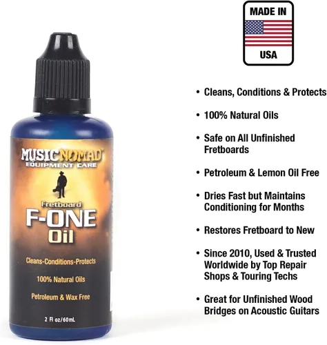 Miniatura 6 de MusicNomad F-ONE Kit de cuidado para diapasones sin acabado - Aceite, paño, cepillo (MN125)