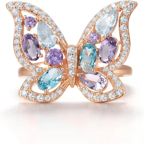 Miniatura 2 de Santuzza Anillo de mariposa de plata de ley para mujer