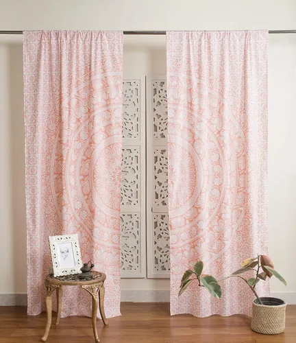 Miniatura 2 de Popular Handicrafts - Cortinas de ventana de cocina con diseño de mandala hippie indio, Elefante Bohemio, hermosas cortinas para dormitorio, sala