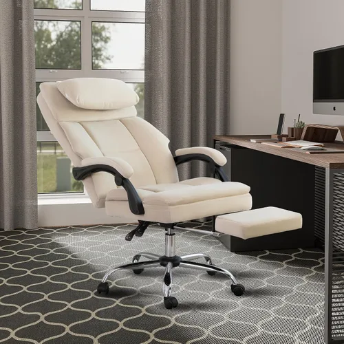 Miniatura 2 de Swivel Computer,Upholstered Velvet Office Chair,Big and Tall Executive Chair with Footrest Removable Headrest,High Back Ergonomic Computer Desk for