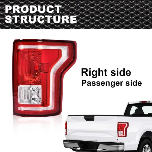 Miniatura 2 de CROSSDESIGN Luz trasera trasera sin bombillas lado derecho rojo compatible con Ford F150 SSV 2016 2017/Fit F150 (submodelo: Lariat, XL, XLT) 2015