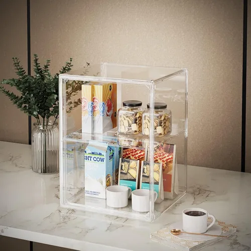 Miniatura 4 de starogegc Paquete de 2 organizadores de maquillaje, organizador de baño acrílico de gran capacidad, cubos organizadores de cosméticos transparentes