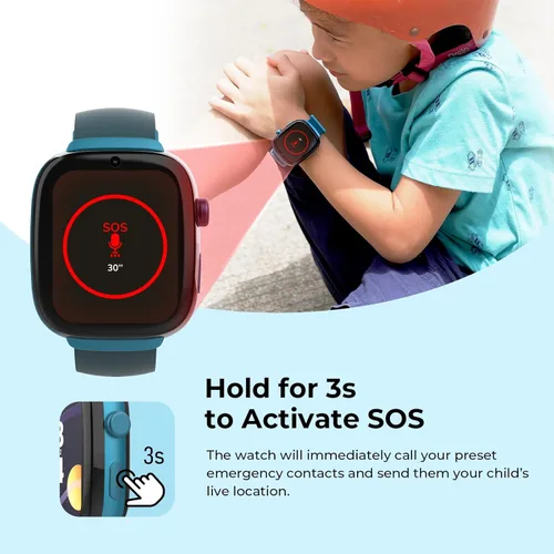 Miniatura 6 de EIOTCLUB Reloj inteligente MX3 para niños, videollamadas 4G LTE y rastreador GPS, modo escolar y zonas seguras, botón SOS y controles parentales