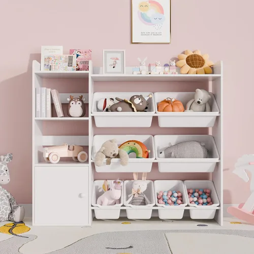 Organizador de Almacenamiento de Juguetes para Niños Xilingol, Organizadores de Juguetes de 4 Niveles con 8 Cajones de Almacenamiento Removibles,