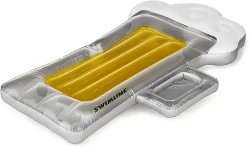 Swimline Flotador inflable para piscina con cama, tumbona, esterilla divertida, taza de cerveza, amarillo
