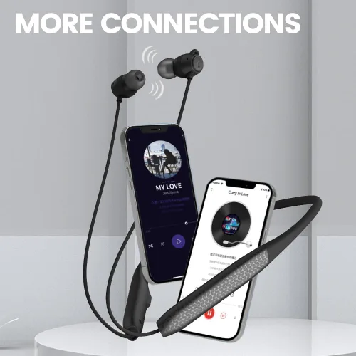 Miniatura 6 de Auriculares Bluetooth con banda para el cuello, 2 unidades de reproducción de 60 horas, carga rápida 3C, reducción de ruido de llamadas ENC, Negro