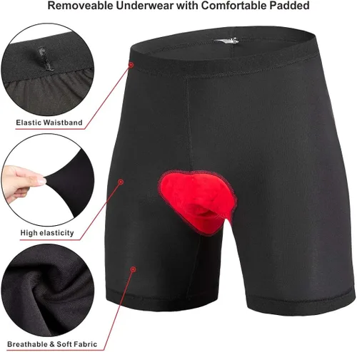 Miniatura 4 de Pantalones cortos de ciclismo de montaña para hombre, con relleno, pantalones cortos holgados para ciclismo, ciclismo, ciclismo, ajuste holgado