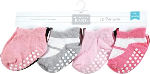 Miniatura 2 de Hudson Baby Calcetines antideslizantes unisex para bebé, Rosado Rosa Negro