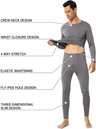 Miniatura 2 de ViCherub Thermal Underwear for Men Fleece Lined Long Johns Thermals Top and Bottom Set Base Layer for Cold Weather