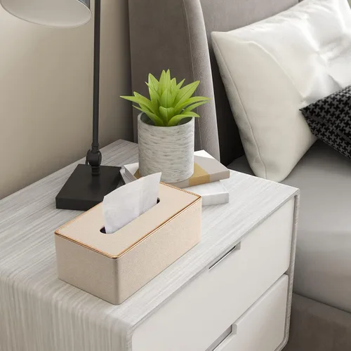 Miniatura 3 de Cubierta de caja de pañuelos, soporte de caja de pañuelos de cuero PU Rectangular Box Covers para el hogar/oficina/decoración del coche 9.84 "X5.23