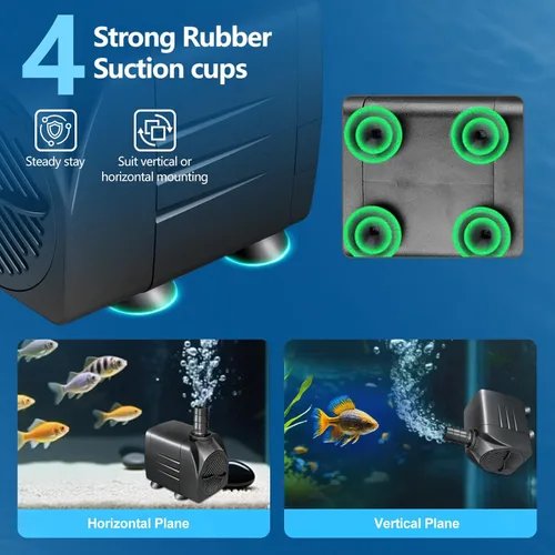 Miniatura 3 de Bomba sumergible de 220 GPH (800 L/H) de 15 W, bomba de fuente de agua ultra silenciosa con flujo ajustable, elevación de 5.25 pies de alto y cable