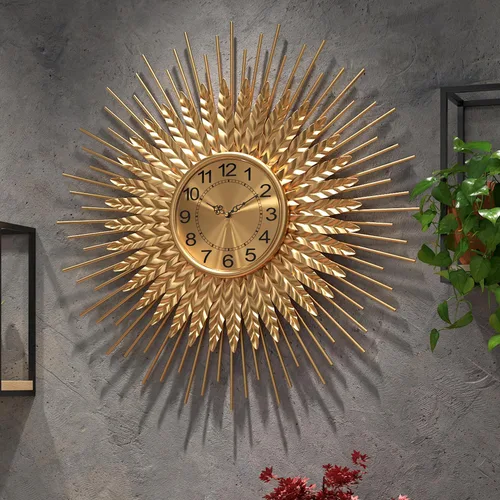 Miniatura 11 de Reloj de pared grande moderno decorativo de metal, relojes de pared de estilo de mediados de siglo, reloj grande dorado silencioso sin tictac, arte