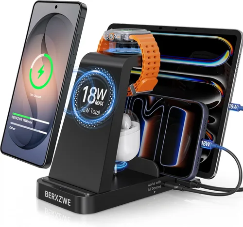 Cargador inalámbrico para Samsung, estación de carga rápida 5 en 1 para Samsung Galaxy Watch 8 7 6 5 4 Galaxy Buds, soporte de carga para S26 Ultra
