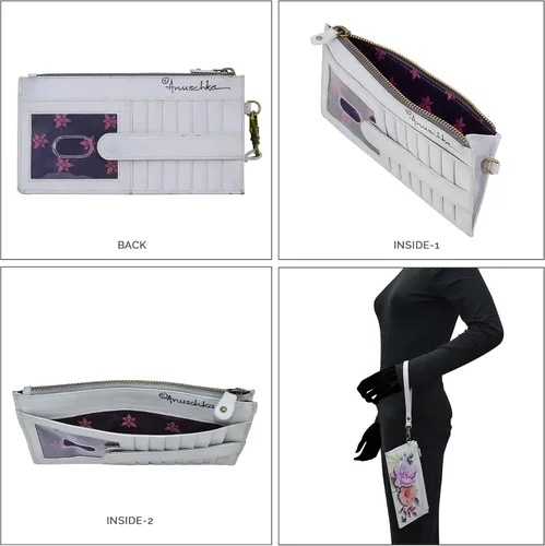 Miniatura 4 de Anuschka Womens Original Hand-Painted Genuine Leather RFID Blocking Organizer Wristlet