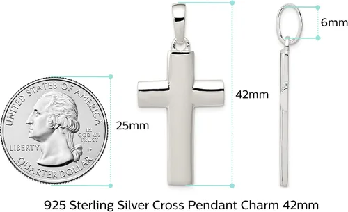 Miniatura 4 de Colgante de cruz de plata de ley 925 maciza 1.654 in x 0.787 in Regalos de joyería para mujeres, esposa, mamá, regalos para hombres, marido