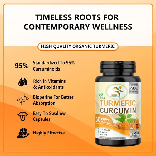 Miniatura 2 de Curcumina de cúrcuma de 1000 mg, sin rellenos, 95% curcuminoides con extracto de pimienta negra BioPerine, apoyo inmunológico natural, fabricado