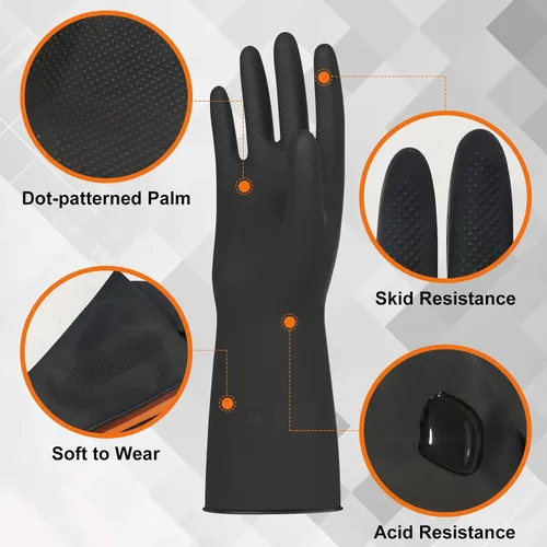 Miniatura 3 de Beieverluck 10 pares de guantes resistentes a productos químicos guantes grandes de goma para limpieza guantes de trabajo pesado para lavar platos